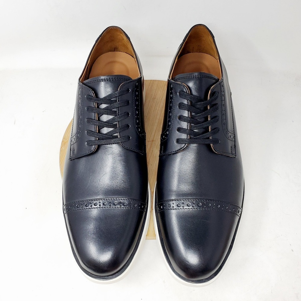 Allen Edmonds Caleb Shoes Men 12 D Black Leather Hybrid Cap Toe Derby Sneaker